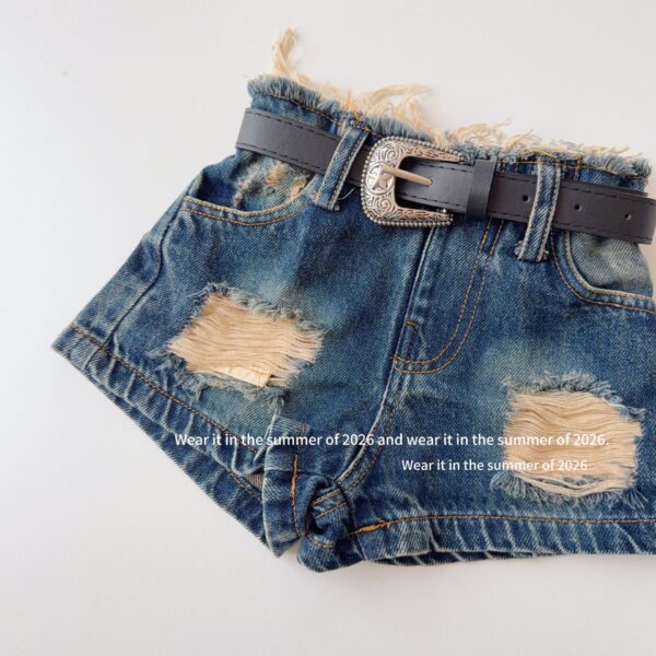 O1CN01CtopFY1q6mVPEfALi_!!2214497755447-0-cib ✨童趣率性風|兒童刷破毛邊牛仔短褲附腰帶✨
